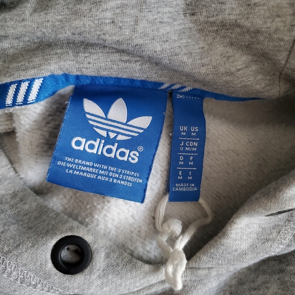 Adidas EUC 3 Stripe Soft Grey Hoodie - Picture 3 of 6
